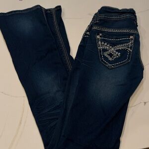 Dark Blue Women's Embroidered Pocket Jeans